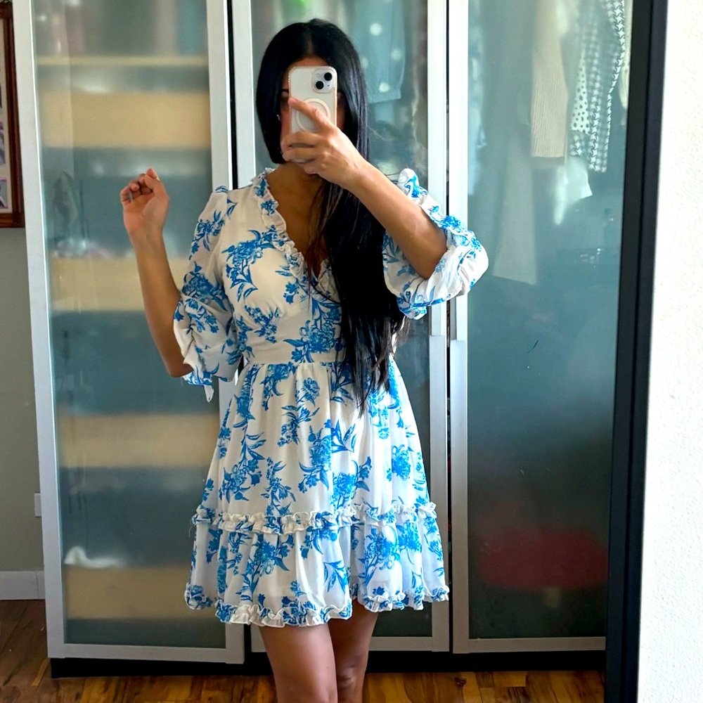 Blue floral dress